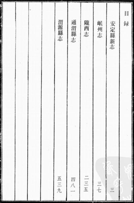 万历新修安定县志 康熙岷州志 乾隆陇西县志 万历重修通渭县志 康熙渭源县志 PDF下载