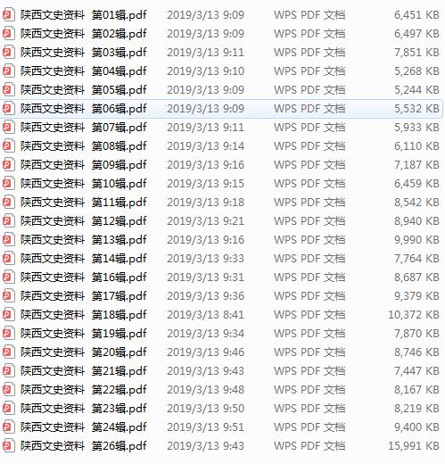 陕西文史资料（24册）PDF电子版下载 PDF下载