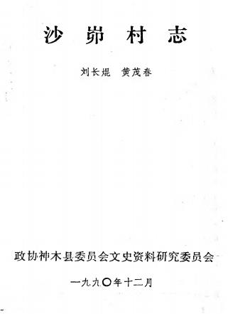 神木县沙峁村志PDF电子版网盘下载